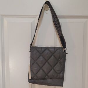 Elegant Gray Quilted Crossbody Bag